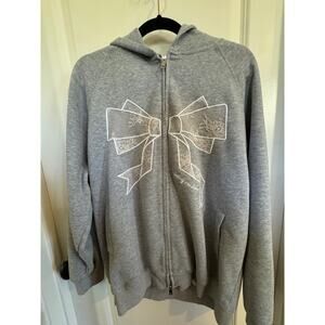 Aelfric Eden Medium Grey Lace Bow Full Zip Hoodie